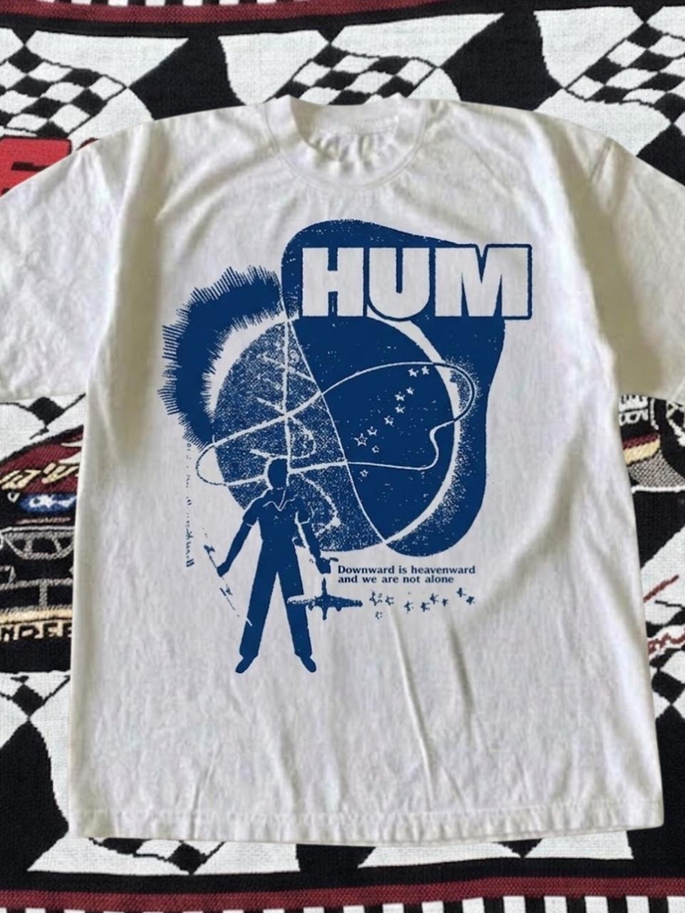 Gildan White T-Shirt with Blue HUM Graphic